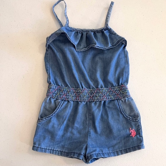 VINTAGE U.S. Polo Assn.  romper with adjustable straps and elastic waist 2T - Picture 1 of 17